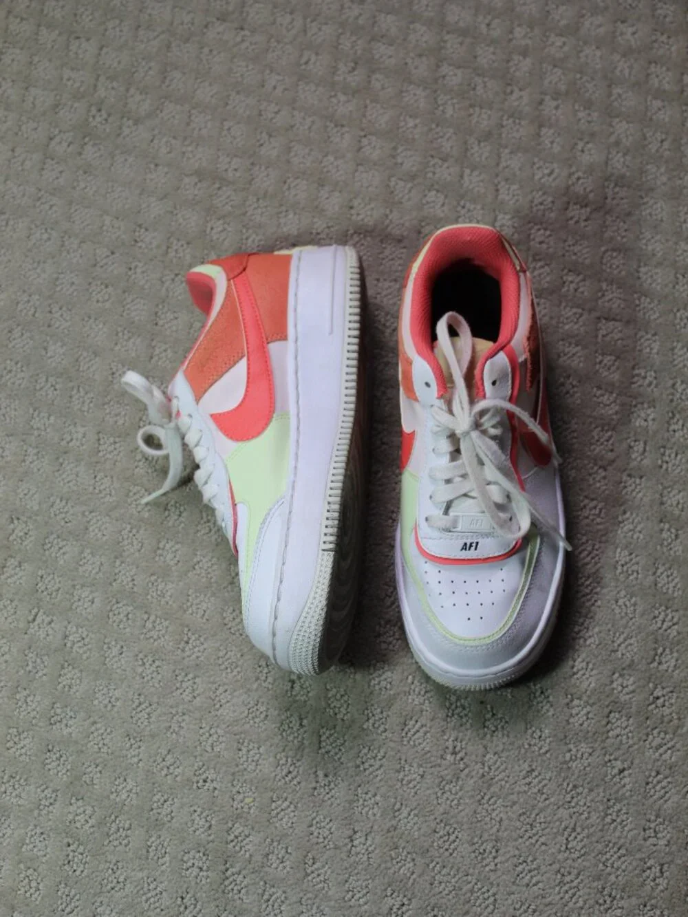 Size 7 - Nike Air Force 1 Shadow White Magic Ember Women's Athletic Shoes